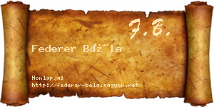 Federer Béla névjegykártya