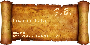 Federer Béla névjegykártya