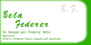 bela federer business card